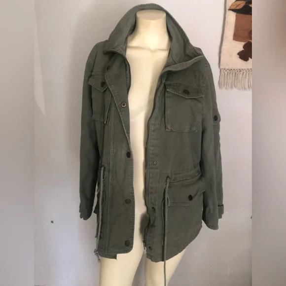 Cielo Jeans Ladies Army Green Field Drawstring Jacket Size Large - Picture 3 of 12